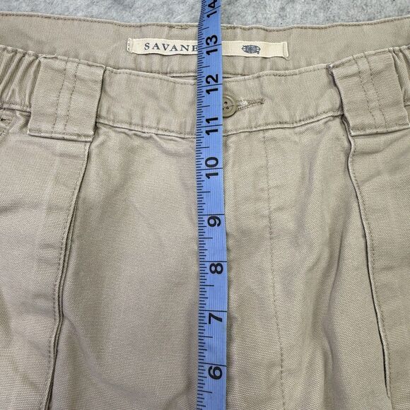 Savane Cargo Shorts Women Size 34W Tan Hook & Loop Pockets Comfort Elastic Waist - Picture 8 of 10